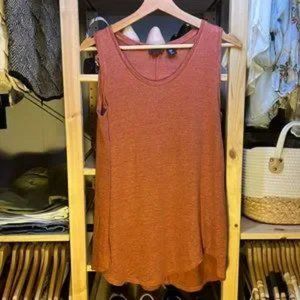 Tahari Asymmetrical 100% Linen Tank In Rust Sz XS‎ -EUC